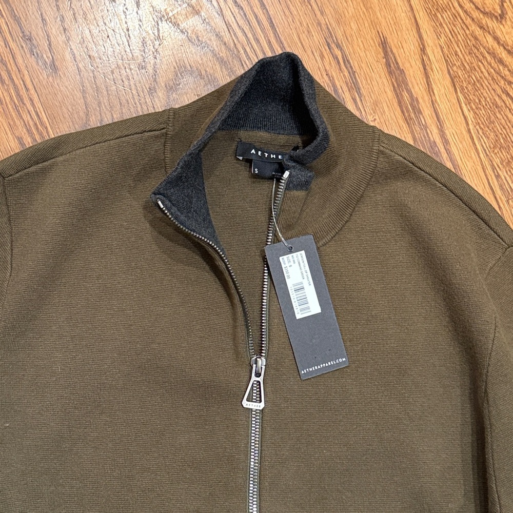 Aether Jamison Full-Zip with Pockets Sweater Jacket Command Green | Size Small - Picture 4 of 5
